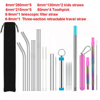 Reusable Stainless Steel Drinking Straw with Cleaner Brush