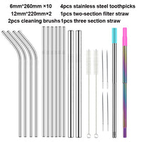 Reusable Stainless Steel Drinking Straw with Cleaner Brush