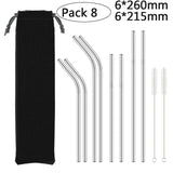 Reusable Stainless Steel Drinking Straw with Cleaner Brush