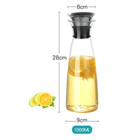 900-1800ML Thickened Glass Carafe With Stainless Steel Lid